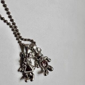 Disney Silver Mickey and Minnie Necklace with Amethyst gem stone
